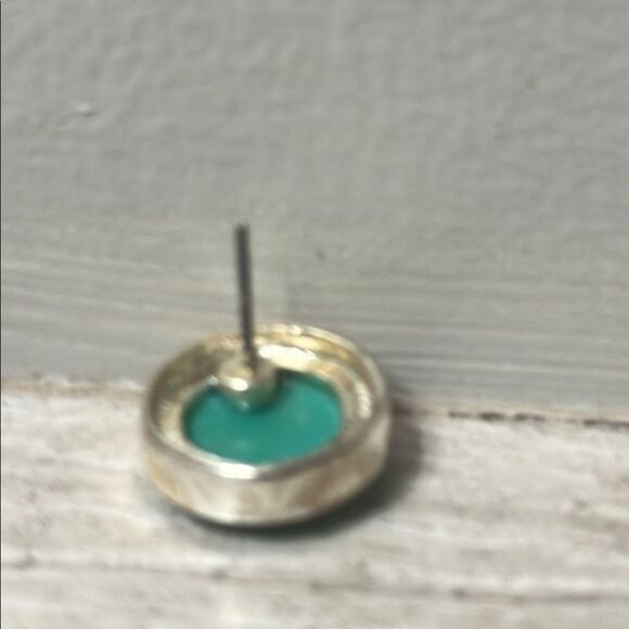 Silver and Green Stud Earrings - Picture 4 of 4